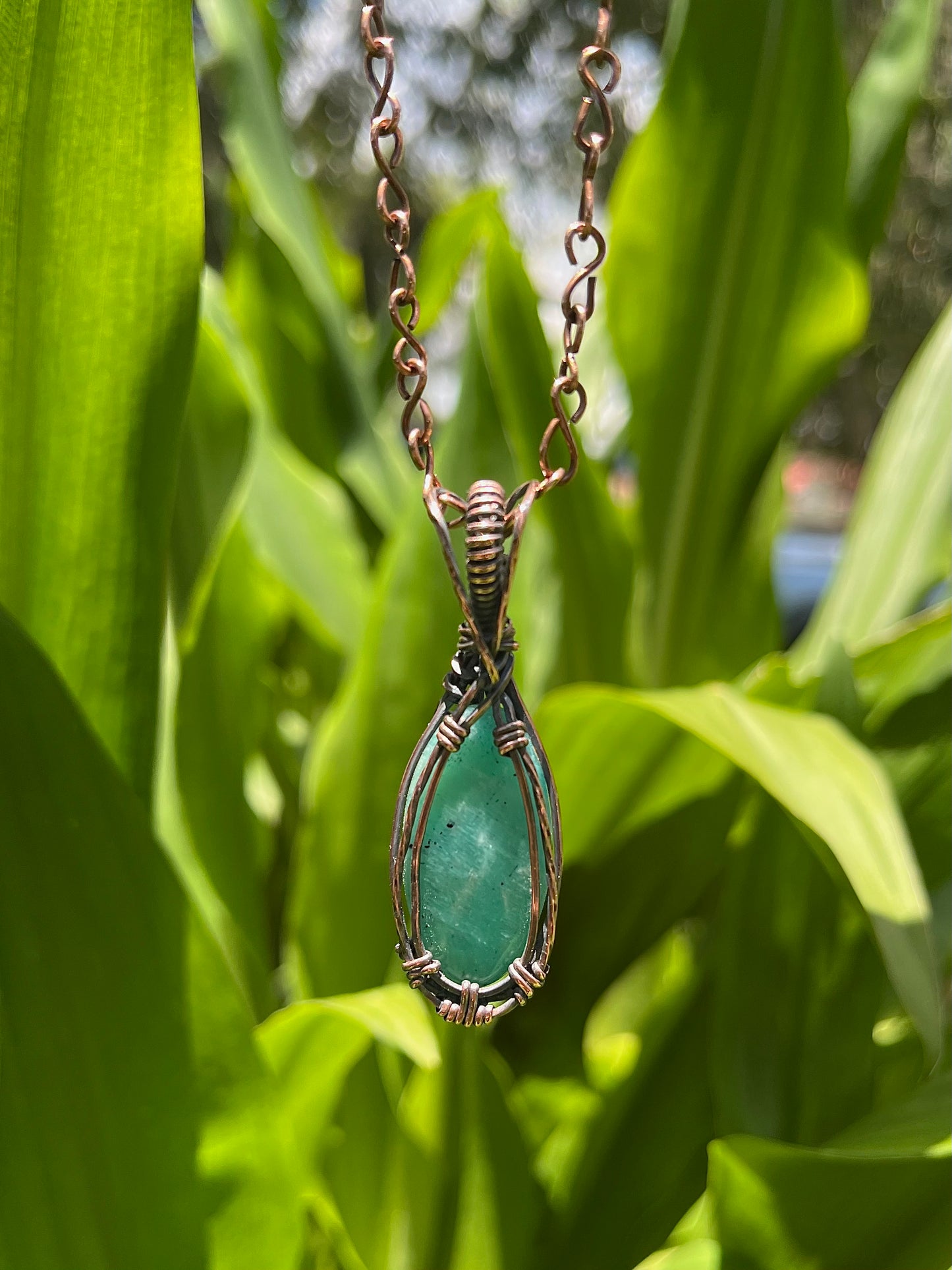 Amazonite Copper Pendant