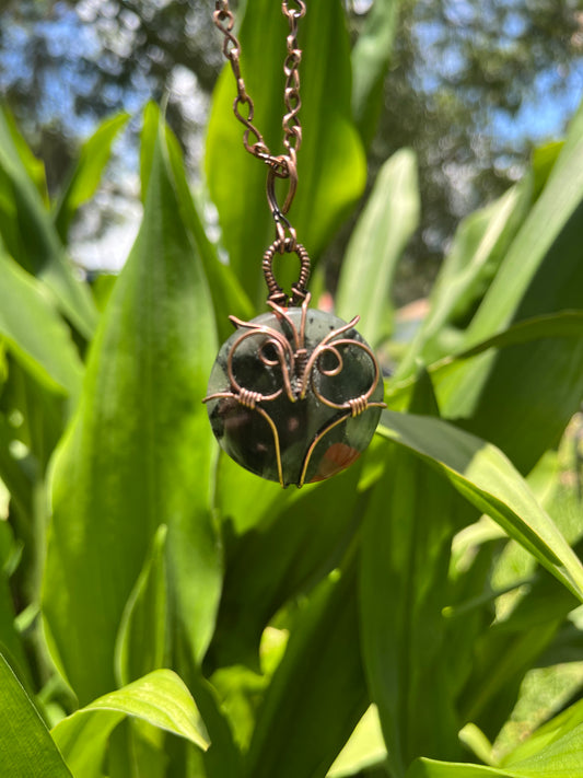 African Bloodstone Owl Pendant