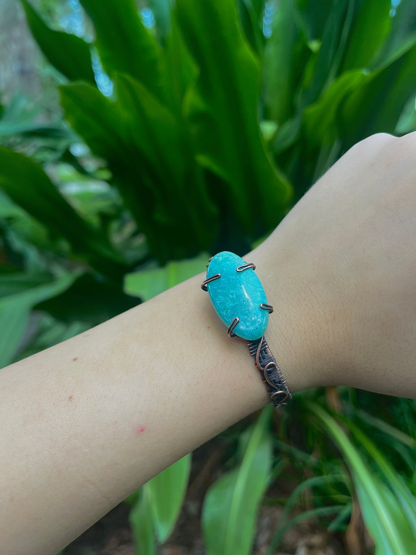 Adjustable Copper Amazonite Bracelet