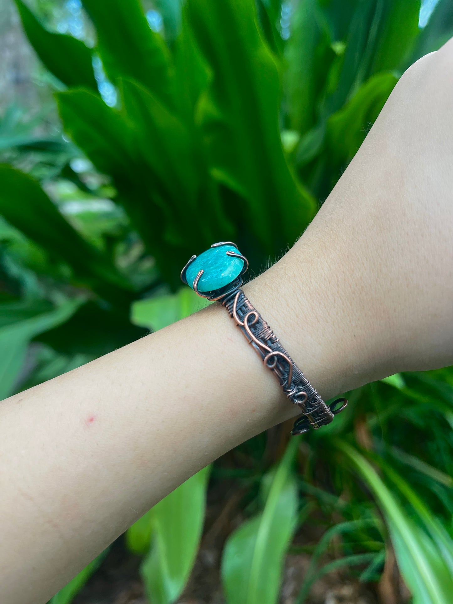 Adjustable Copper Amazonite Bracelet