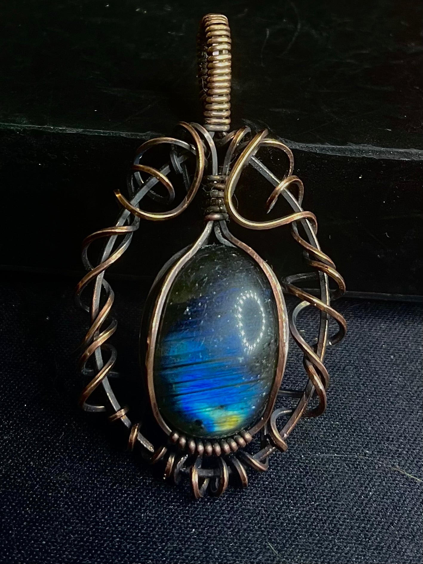 Blue Labradorite Copper Pendant