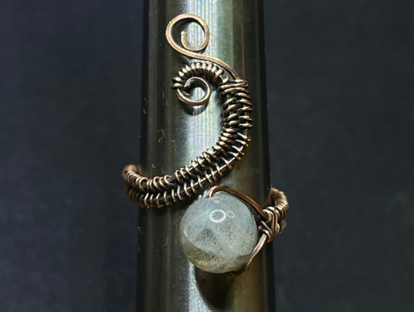 Labradorite Bead Copper Ring